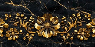 黑金大理石上的华丽金花纹