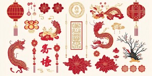 中式新春装饰元素集合