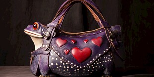 青蛙造型爱心图案手提包