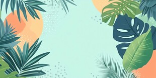 热带植物边框背景图