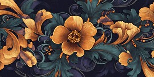 复古花卉图案精美装饰画