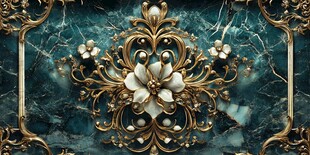 奢华金饰镶嵌于幽绿背景