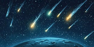 夜空中绚烂的流星划过