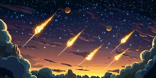 流星划过夜空的梦幻景象