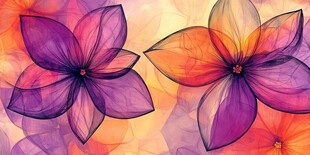 梦幻双花水彩艺术背景