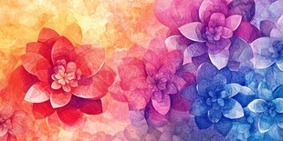 多彩水彩风多肉花卉图案