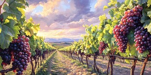 夕阳下的葡萄园美景