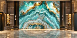 奢华大厅的玛瑙纹艺术背景墙