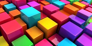 多彩立体方块构成绚丽图案
