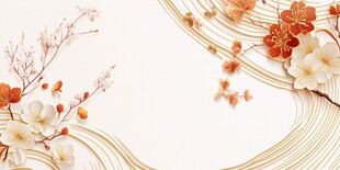 中式花卉金边装饰背景图