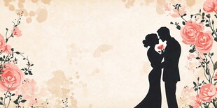 浪漫情侣花丛中甜蜜相拥