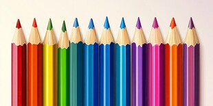 彩色铅笔整齐排列展示