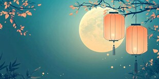 月夜灯笼图