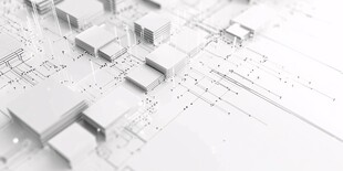 科技感建筑与线路示意图