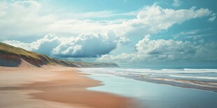 宁静海滩的梦幻自然景致