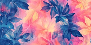 梦幻水彩花叶图案背景