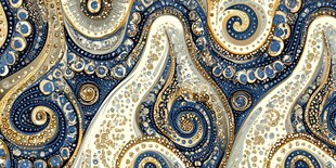 蓝金佩斯利花纹精美图案