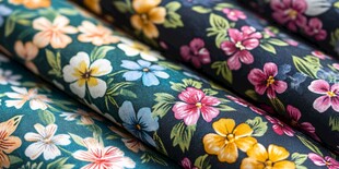 多彩花卉图案布料展示