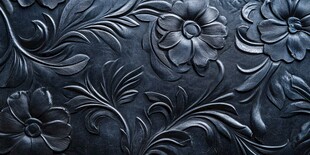 黑色花卉浮雕纹理图案