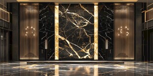 奢华黑金大理石大厅背景