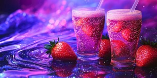 梦幻草莓特调饮品与鲜果