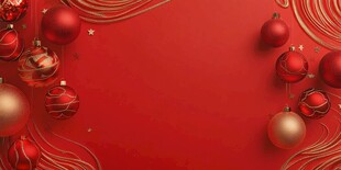 红色圣诞装饰背景图