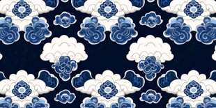 蓝白祥云中式传统图案