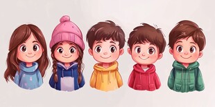 可爱儿童冬季着装形象