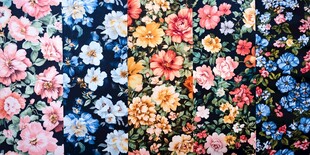 多彩花卉图案布料展示