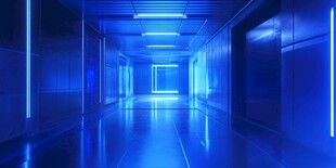 未来感蓝色科技走廊通道