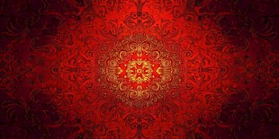 红色华丽复古花纹背景图