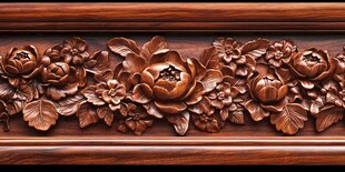 木雕牡丹花纹饰细节展示