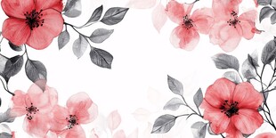 水彩粉色花卉装饰图案