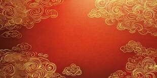 红色祥云中式背景图