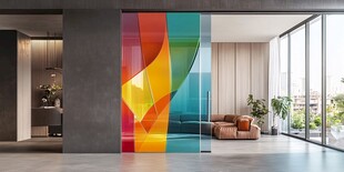 多彩艺术墙装点现代客厅