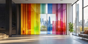 彩色条纹装饰的现代客厅