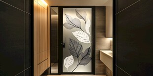 简约叶纹玻璃门卫浴设计