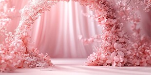 梦幻粉色花卉拱门场景