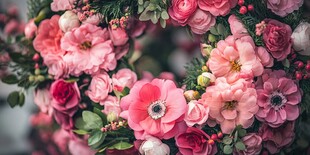 浪漫粉色花卉花环装饰