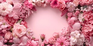 粉色浪漫花卉环形背景