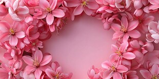 粉色繁花围成梦幻花框