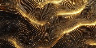 金色动感粒子波浪背景图