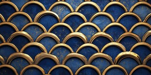 蓝金相间鱼鳞状纹理图案