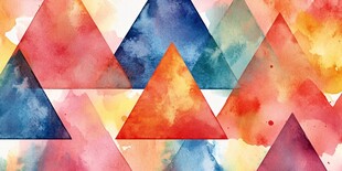 多彩水彩三角几何图案