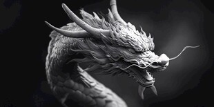 中式龙首雕塑 尽显威严