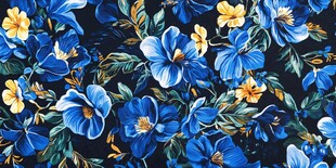 蓝色花卉图案布料纹理