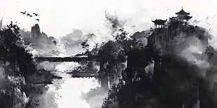 水墨山水间的古韵景致