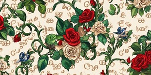 花卉字母交织复古风图案