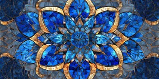 蓝色璀璨曼陀罗花纹饰