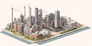 工业风立体城市建筑群